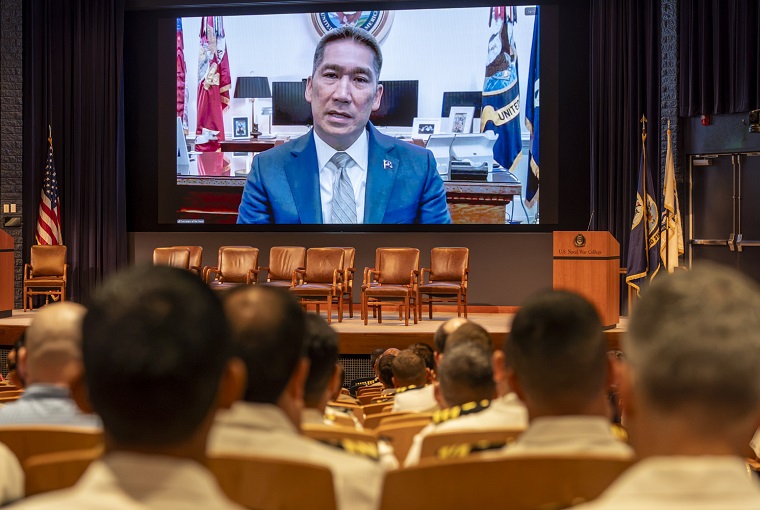 A live streamed video in an auditorium